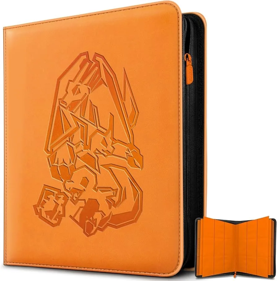 Ravader Dragon Embossed PU Leather Binder Orange — Front Cover